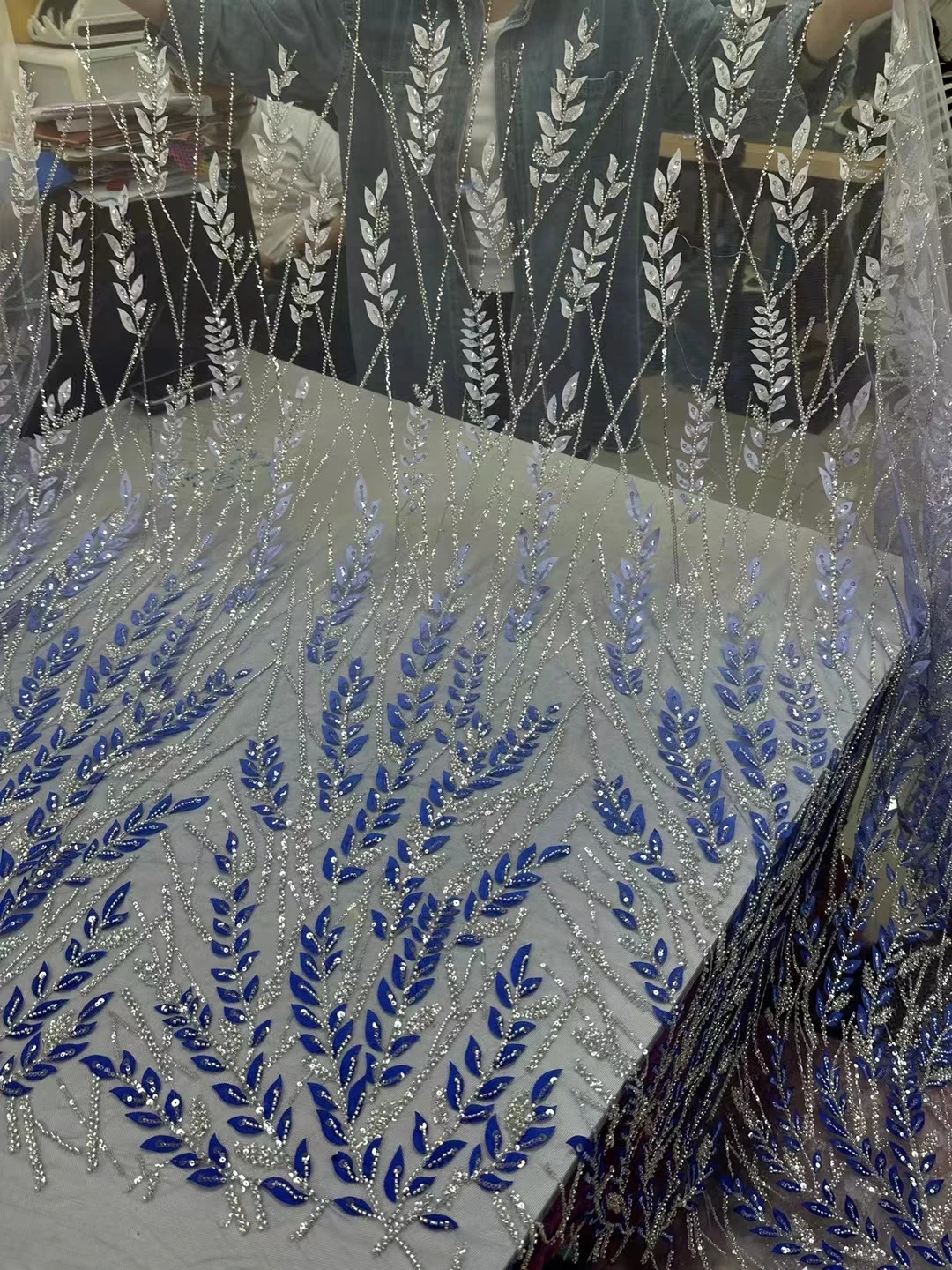 Luxusné Sequin Textílie Pre Šaty Svadobné Party Ženy Lesk Ručné Krištáľové Perly Francúzskej Čistá Sekvencia Korálkové Afriky Tylu Čipky