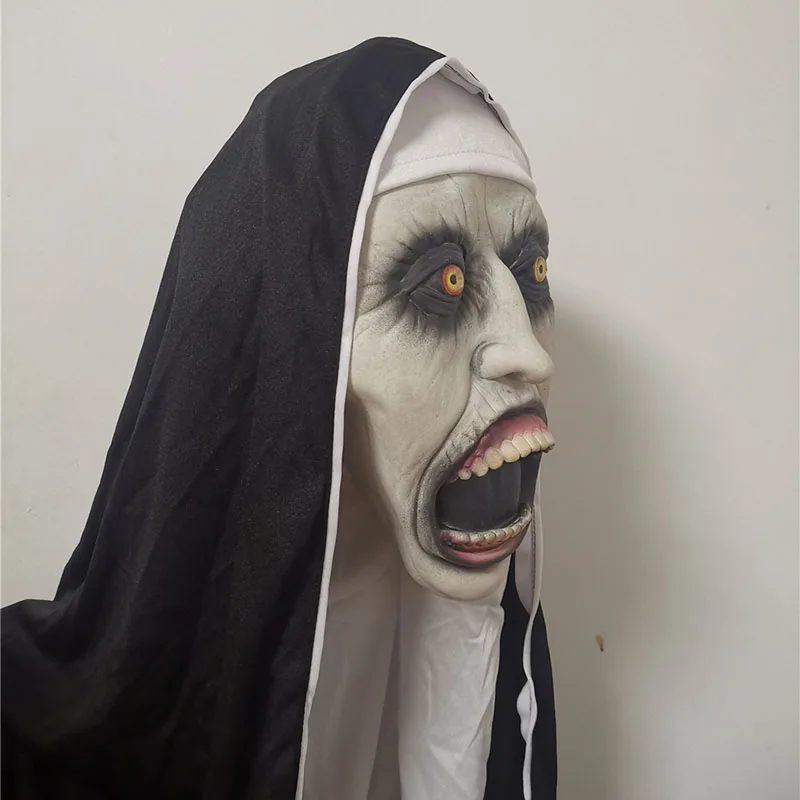 Mníška Hororové Masky Halloween Kostým Tvár Masques s Headpiece Latexové Masky S Šatku Plnú Tvár Halloween Party Rekvizity