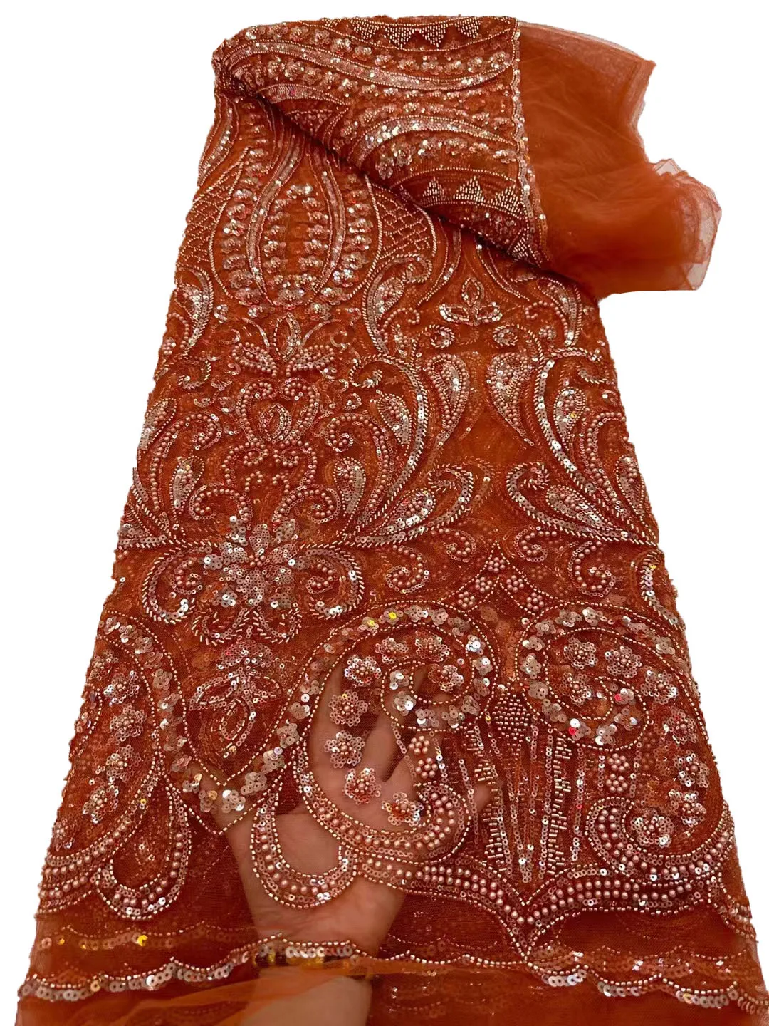 Móda nádherné perličiek trubice flitrami oka čipky, výšivky, high-end a módne luxusné svadobné šaty textílie 5 metrov