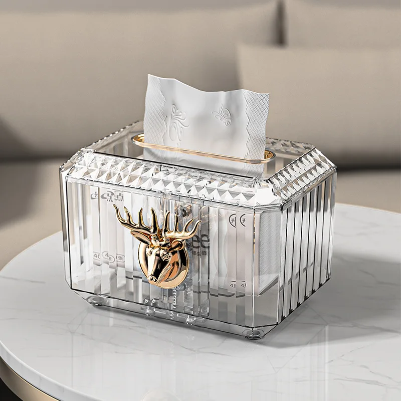 Nordic Priehľadného Plastu Tkaniva Box Zlaté Elk Papierové Krabice Domácej Ploche Zdvíhacie Obrúsok Box Domáce Dekorácie Ploche Skladovanie