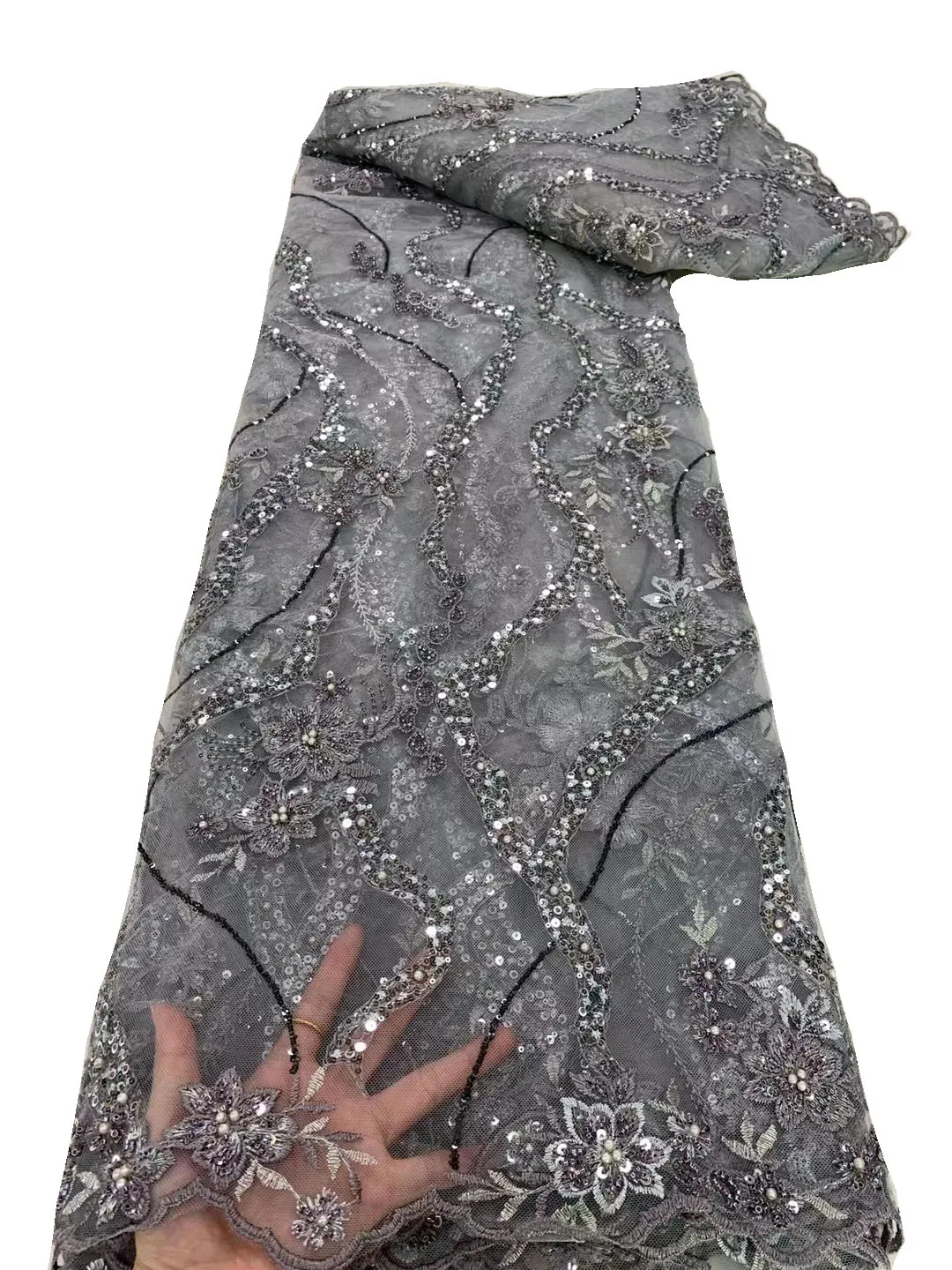 Nové troch-dimenzionální perličiek trubice perličiek lesk kvet čipky, výšivky, módne Európsky štýl cheongsam večerné šaty