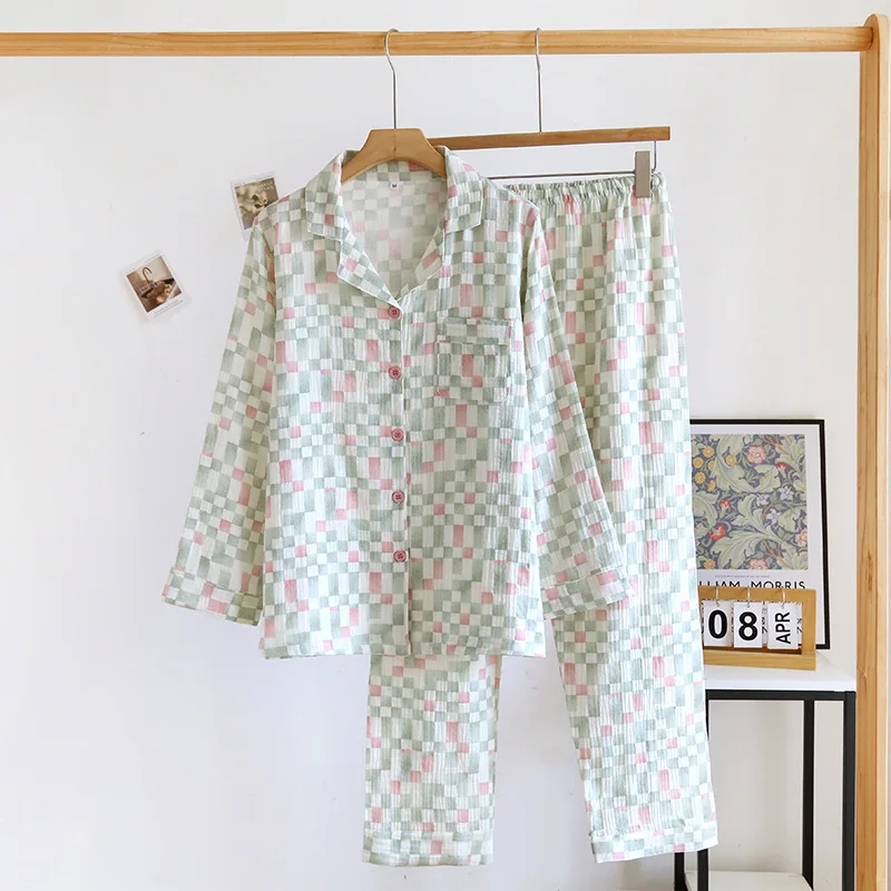 Pár Sleepwear Dvoch-Dielny Set Pyžamo Nighty Pre Ženy Odev 2023 Jeseň Čistej Bavlny Domov Nosiť Oblečenie Pre Spánku