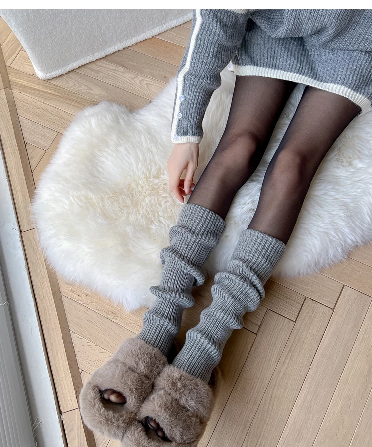Stehná Vysoké Ponožky Zahustiť Žien Leg Warmers Zime Teplé Vetru Akryl Dlhé Pančuchy In Korean Pevné Y2K Lolita Sockings