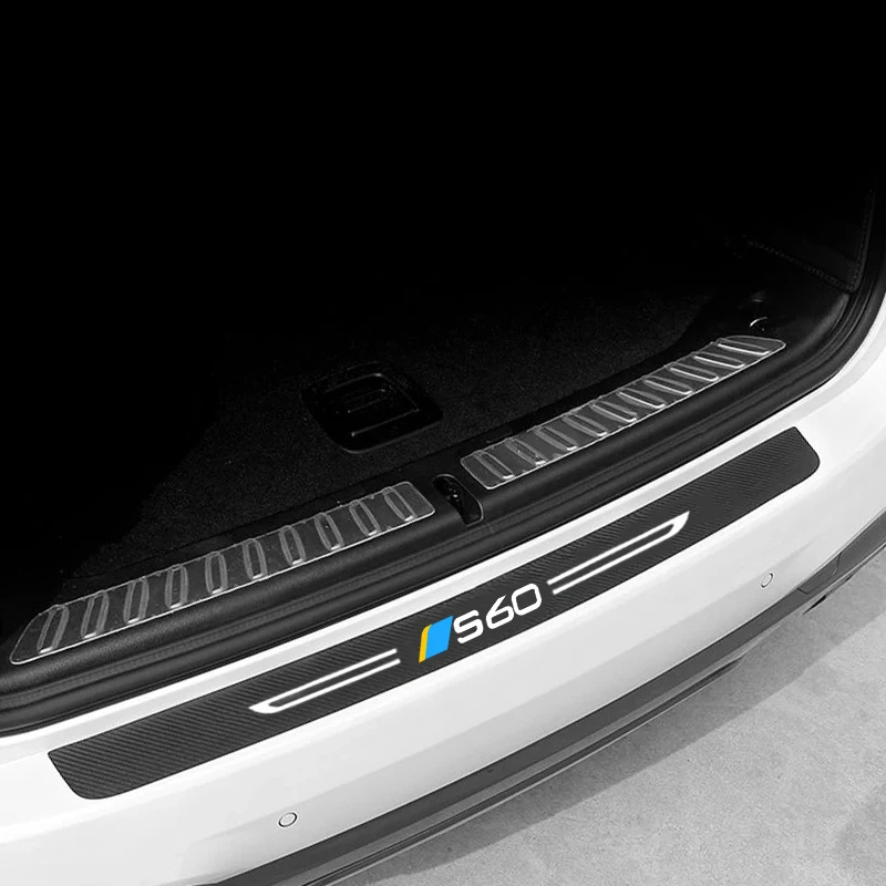 Uhlíkových Vlákien pre Volvo S60 Logo Auta Prah Dverí Šúchať Doska Obtlačky zadné dvere Parapetné Nepremokavé Nálepky Pásy Auto Styling