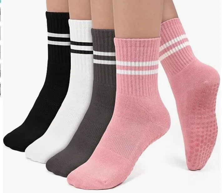 Unisex Bavlnené Ponožky Priedušná Pre Ženy Jeseň A Zimu Uprostred Trubice Polovici Teľa Prekladané kórejský Osadenie Jogy Non-Slip Ponožky 4ps