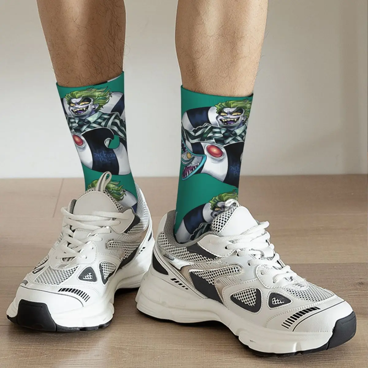Vtipné Blázon Ponožky pre Mužov Classic Hip Hop Harajuku Beetlejuice Betelgeuse Horor Šťastný Bezšvíkové Vytlačené Chlapci Posádky Ponožky