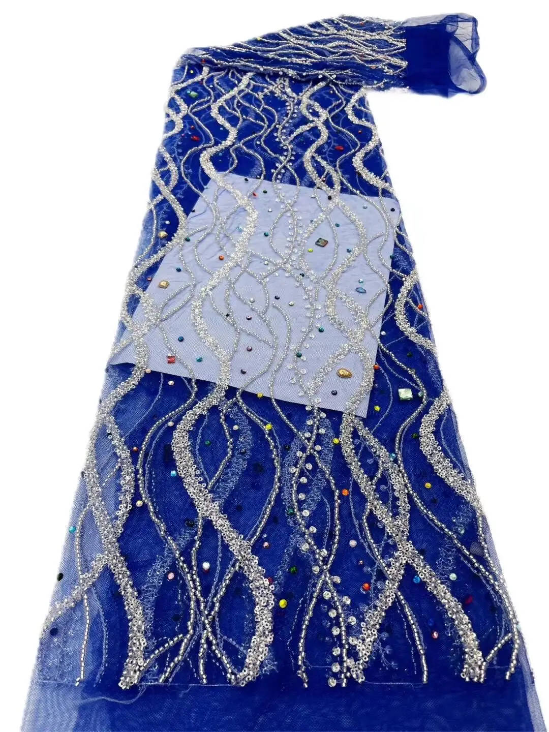 Vysoká Kvalita Nigérijský Tylu Čipky Textílie s korálkami a kamene SYJ-1302933 Nové Flitrami Oka Afriky Čipky Textílie Na spoločenské Šaty