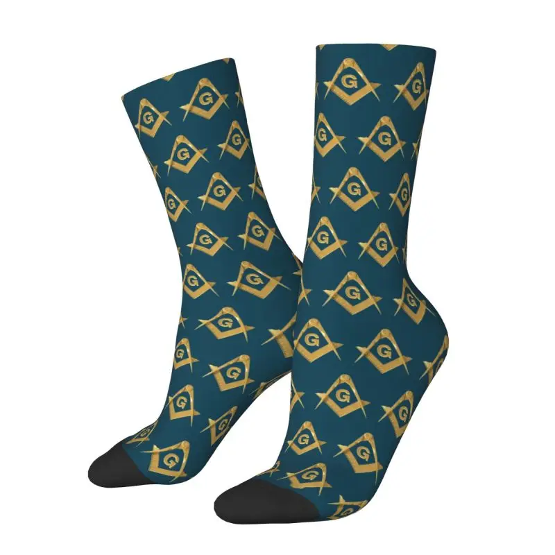 Zlato Freemason Logo Šaty Ponožky pánske, dámske Teplej Módy Novinka Slobodomurárstva Mason Posádky Ponožky
