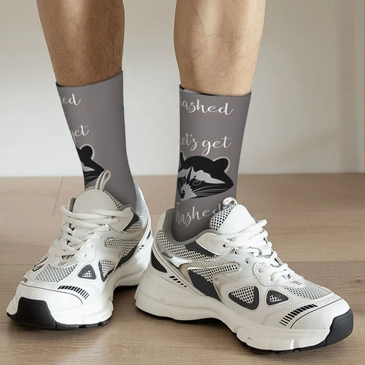 Šťastný pánske Ponožky Poďme sa Trashed Vintage Mýval Harajuku Novinka Posádky Ponožky Darček Vzor Vytlačené